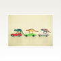 Dinosaurs Ride Cars Retro Print For Kids, thumbnail 2 of 2