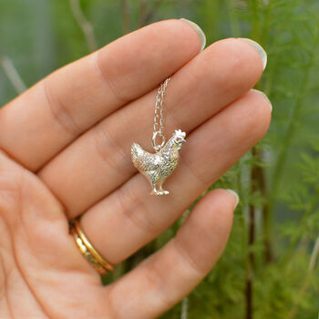 Sterling Silver/18ct Gold Plated Chicken Pendant, 3 of 3