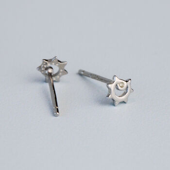 Sterling Silver Tiny Sun Stud Earrings, 4 of 6