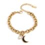 18 K Gold Plated Black Crescent Moon Bracelet And Ring Set, thumbnail 2 of 4