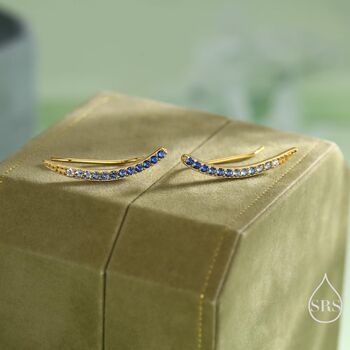 Ombre Sapphire Blue Cz Crawler Earrings Sterling Silver, 2 of 12