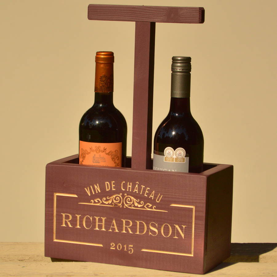Personalised Vintage Engraved Wine Carrier By Winning Works