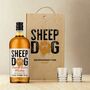 Personalised Sheep Dog Whiskey Liqueur With Shot Glasses Gift Set 70cl, thumbnail 1 of 3