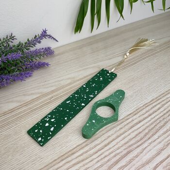 Green Terrazzo Bookmark And Page Holder Giftset, 2 of 8