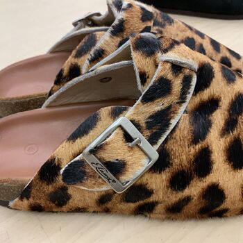 Leopard Print Leather Clogs, 3 of 3