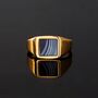 Men's Silver White Line Onyx Square Gemstone Signet Ring, thumbnail 5 of 10