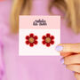 Flower Stud Earrings Red, thumbnail 2 of 3