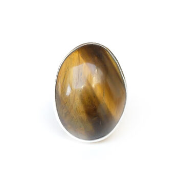 Oval Tigers Eye Gemstone Ring Set In Sterling Silver, 4 of 4