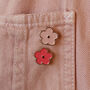 Pink Flower Enamel Pin Duo, thumbnail 1 of 4