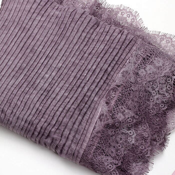 Pleated Lace Fringe Cotton Scarf, 3 of 12