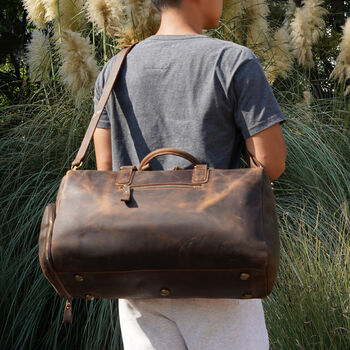 Genuine Leather Holdall With Shoes Storage, 6 of 12