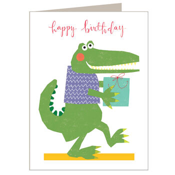 Happy Birthday Crocodile Mini Card, 2 of 3