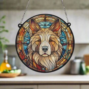 Akita Stained Glass Effect Suncatcher, 4 of 6