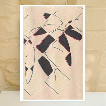 Cream Japanese Abstract Leaf Print, 3 of 3