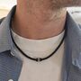 Mens Leather Necklace Engraved With A Christian Cross, thumbnail 1 of 5