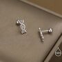 Dna Molecular Structure Screw Back Earrings In Sterling Silver, thumbnail 3 of 11