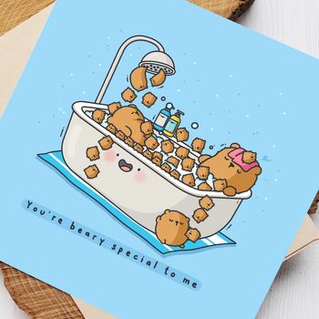 Cute Bear Bath Greetings Card, 7 of 9