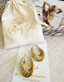 Sol Earrings Reversible 18k Gold Plated Titanium Tarnish Free + Waterproof Pvd, 4 of 4