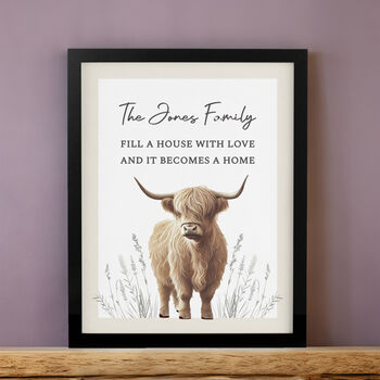 Personalised Highland Cow Black Poster Frame, 3 of 4