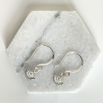 Dainty Sterling Silver Fan Earrings, 2 of 4