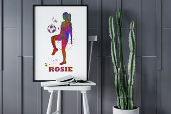 Girl Football Personalised Art Print, 3 of 5