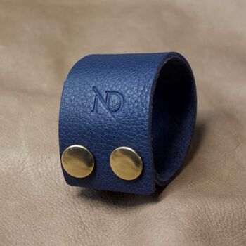 Wide Personalised Leather Bracelet With Gold Button, 6 of 12