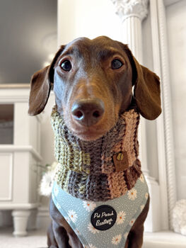 Cosy Cottage Snuggly Dog Snood Roll Top Dog Scarf, 6 of 12