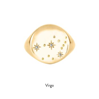 Zodiac Constellation Diamond Signet Ring Solid Gold, 10 of 12
