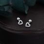 Sterling Silver Open Heart Screw Back Stud Earrings, thumbnail 7 of 9