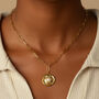 Women's Link Chain Necklace With Pearl Coin In 18k Gold, thumbnail 1 of 6