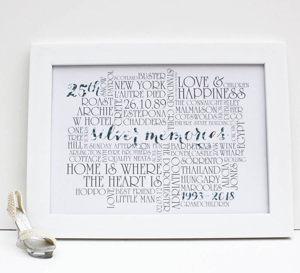 Personalised Silver 25th Wedding Anniversary Print By More ...
