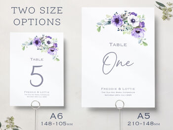 Purple Wedding Table Number Cards, 2 of 3