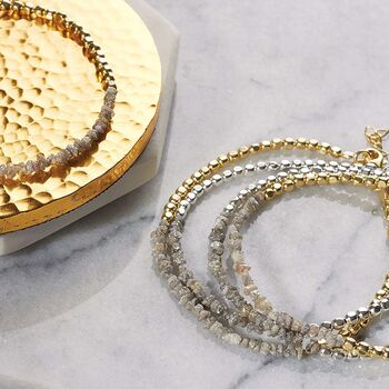 Rough Diamond Beaded Sterling Silver April Birthstone Bracelet, 5 of 8