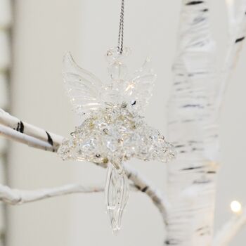 Glass Hanging Dancing Angel Christmas Tree Decoration, 2 of 4