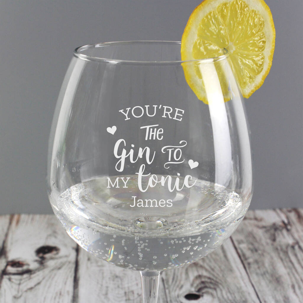 Personalised Gin To My Tonic Gin Glass, 1 of 4