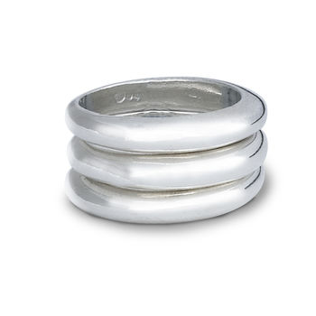 Eclipse Solid Silver Stacking Ring Set, 4 of 6