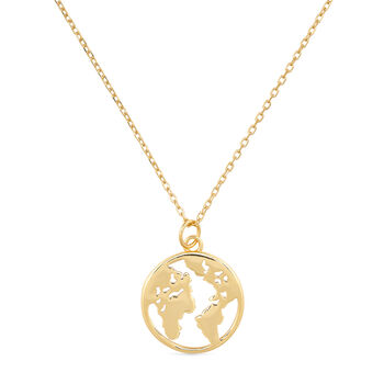 Chunky 18 K Gold Globe Earth Necklace, 2 of 10