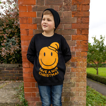 Have A Nice Christmas Boys' Christmas Jumper In Black, 4 of 4