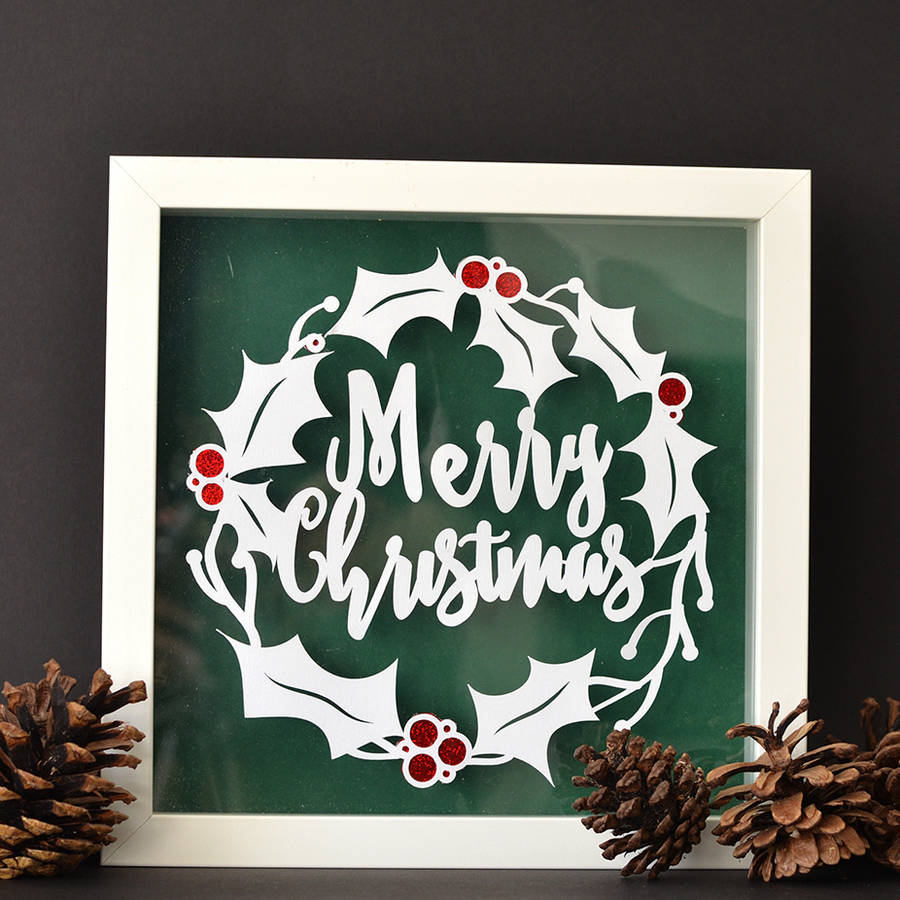 paper cut 'merry christmas' shadow box frame by laura m designs | notonthehighstreet.com