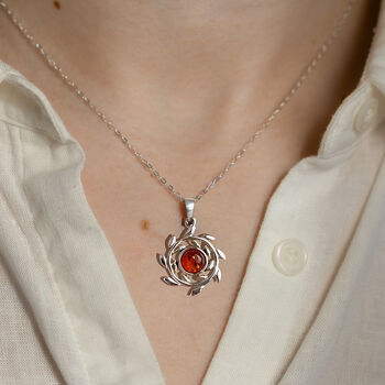 Sterling Silver Amber Wreath Necklace, 2 of 5