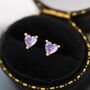 Sterling Silver Tiny Alexandrite Purple Blue Cz Heart Stud Earrings, thumbnail 2 of 12