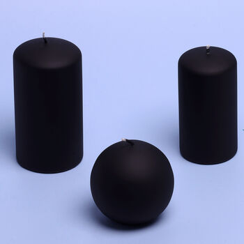 G Decor Henry Velvet Matt Soft Touch Smooth Black Pillar Candles, 2 of 5