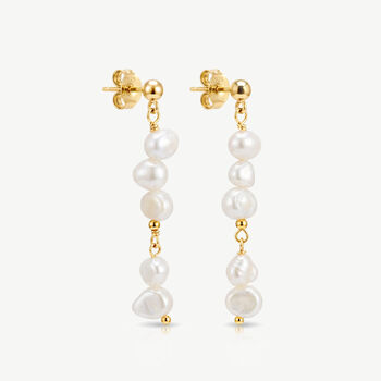 Women's Long Drop Pearl Earrings, Wedding Jewellery, 2 of 5