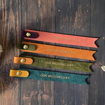 Personalised Anniversary And Birthday Leather Bookmark, 5 of 8