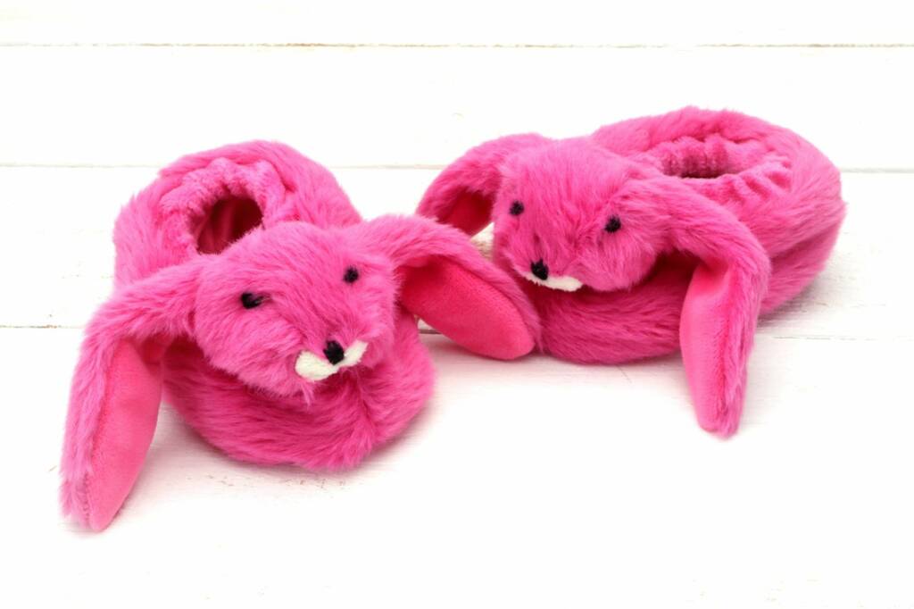 Fuchsia Bunny Baby Slippers With Engraved Heart By Jomanda Soft Toys # ...