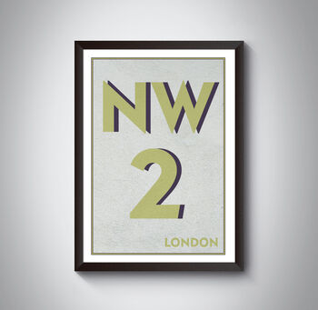 Nw2 Willesden London Typography Postcode Print, 7 of 10