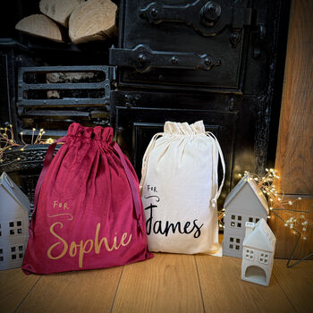 Personalised For Name Christmas Eve Sack Or Stocking, 5 of 7