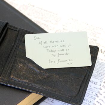 Stainless Steel Engraved Handwriting Wallet Card, 3 of 4