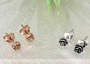 Rose Flower Silver And Rose Gold Mini Studs, 3 of 5