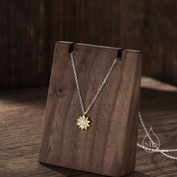 Sterling Silver Tiny Sunflower Pendant Necklace, 2 of 12